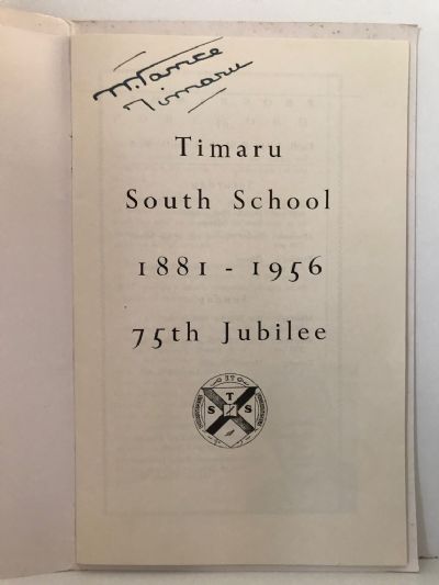 TIMARU SOUTH SCHOOL: 75th Jubliee 1881-1956