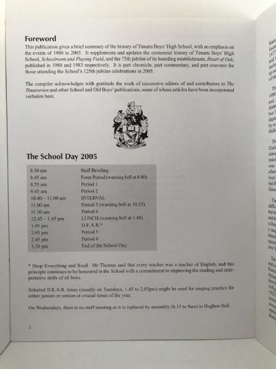 SILVER AND ROYAL BLUE: Timaru Boys' High School 1880 to 2005