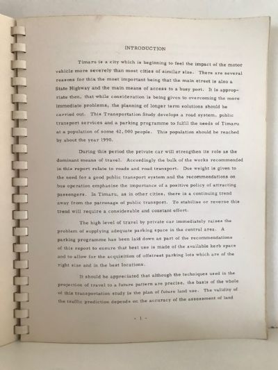 TIMARU TRANSPORTATION STUDY: September 1966