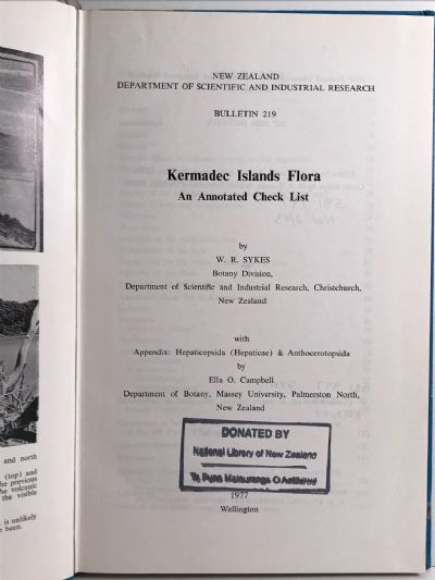 KERMADEC ISLANDS FLORA: An annotated check list