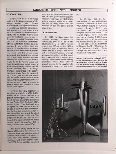 LOCKHEED XFV-1 VTOL FIGHTER