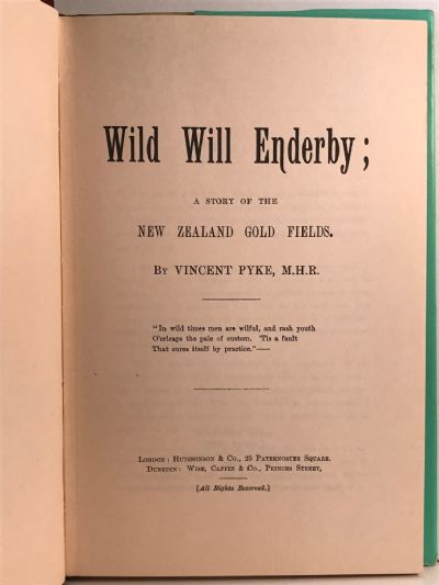 WILD WILL ENDERBY: A Story of the New Zealand Gold Fields