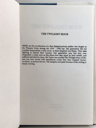 THE TWILIGHT HOUR: A Personal Account of World War I