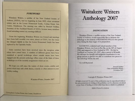 WAITAKERE WRITERS ANTHOLOGY 2007