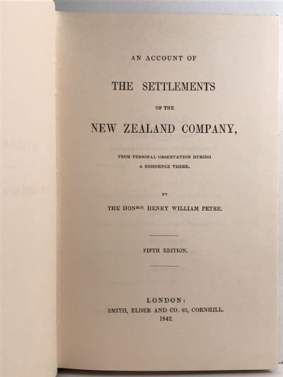 An Account of THE SETTLEMENTS of the NEW ZEALAND COMPANY
