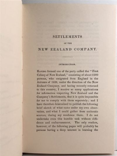 An Account of THE SETTLEMENTS of the NEW ZEALAND COMPANY