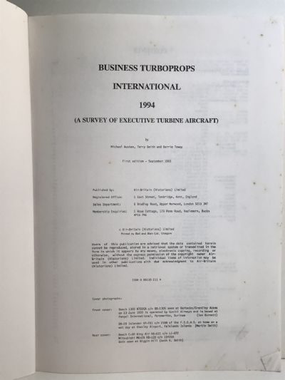 BUSINESS TURBOPROPS INTERNATIONAL 1994: A Survey of Executive Turbine Aircraft