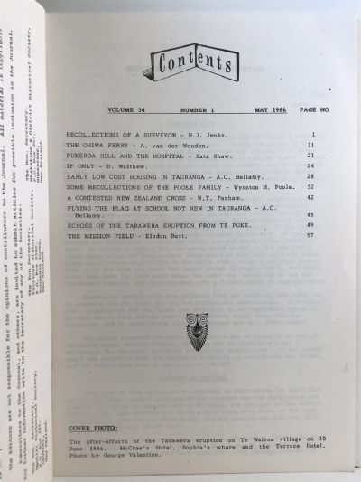 HISTORICAL REVIEW: Bay of Plenty Journal of History - Vol. 34, No. 1 - May 1986