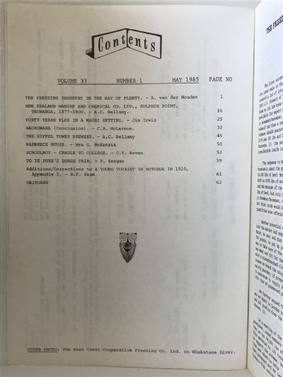 HISTORICAL REVIEW: Bay of Plenty Journal of History - Vol. 33, No. 1 - May 1985