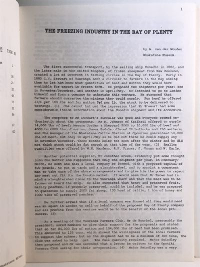 HISTORICAL REVIEW: Bay of Plenty Journal of History - Vol. 33, No. 1 - May 1985
