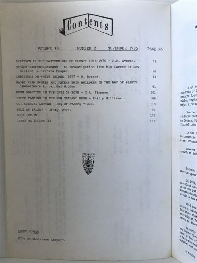 HISTORICAL REVIEW: Bay of Plenty Journal of History - Vol. 33, No. 2 - November 1985