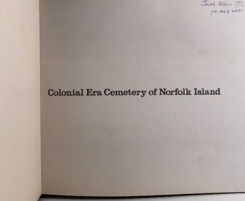 COLONIAL ERA CEMETERY OF NORFOLK ISLAND