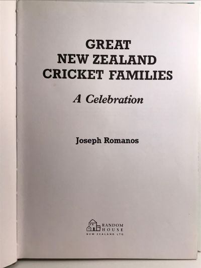 GREAT NEW ZEALAND CRICKET FAMILIES: A Celebration