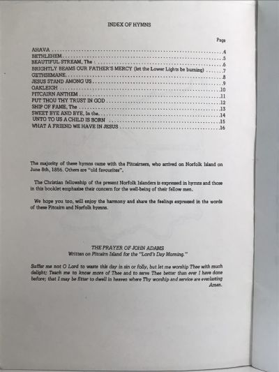 HYMNS OF NORFOLK ISLAND
