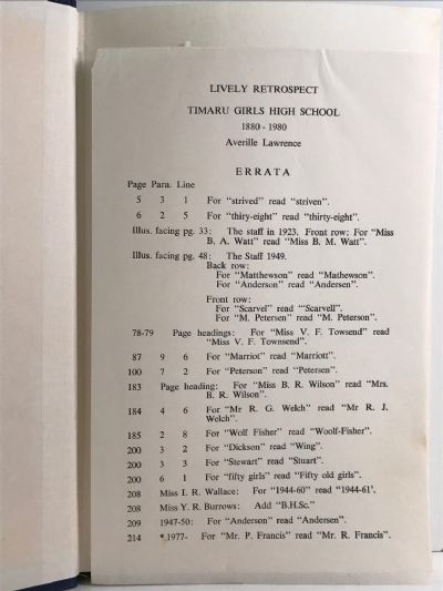 LIVELY RETROSPECT: Timaru Girls High School 1880-1980
