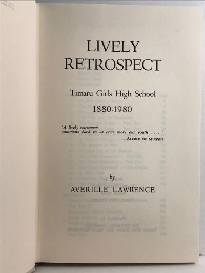 LIVELY RETROSPECT: Timaru Girls High School 1880-1980