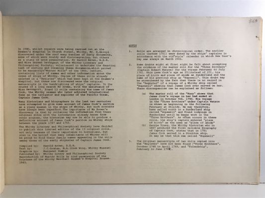 MUSTER ROLLS OF WHITBY SHIPS: In which James Cook Sailed 1747-1755