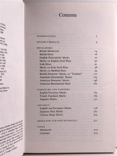 A DICTIONARY OF MARKS: Ceramics - Metalwork - Furniture - Tapestry