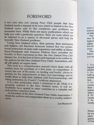 NEW ZEALAND PONY CLUB MANUAL: Number One