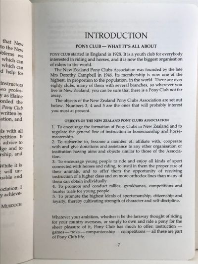 NEW ZEALAND PONY CLUB MANUAL: Number One