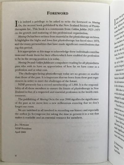MOVING ON: A History of the New Zealand Society of Physiotherapists 1973-1999