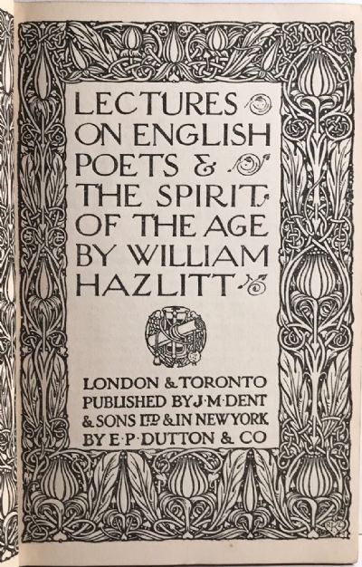 LECTURES ON ENGLISH POETS & THE SPIRIT OF THE AGE 