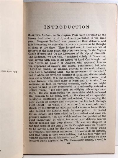 LECTURES ON ENGLISH POETS & THE SPIRIT OF THE AGE