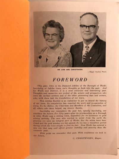 WAIHI BOROUGH COUNCIL DIAMOND JUBILEE 1902-1962