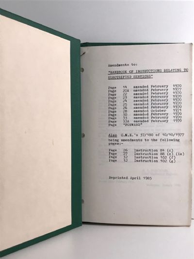 HANDBOOK OF INSTRUCTIONS: Relating to Electrified Services