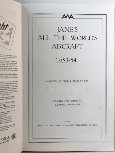 JANE'S ALL THE WORLD'S AIRCRAFT 1953-54