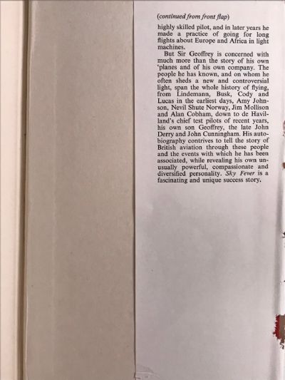 SKY FEVER: The Autobiography of Sir Geoffrey De Havilland
