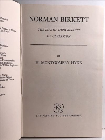 NORMAN BIRKETT: The Life of Lord Birkett of Ulverston