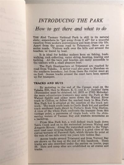 ABEL TASMAN NATIONAL PARK: A Handbook for Visitors