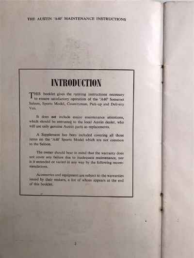 THE AUSTIN A40 MODELS: Owner-Driver Handbook