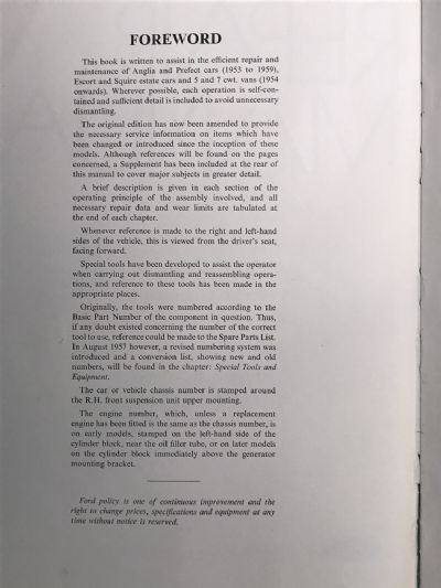 VINTAGE REPAIR MANUAL: Anglia, Prefect, Escort, Squire, Thames 5 CWT/7 CWT