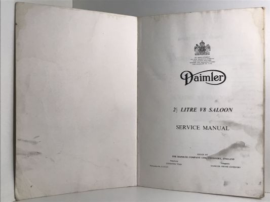 DAIMLER SERVICE MANUAL: Daimler 2.5 Litre V8 Saloon Including V8-250