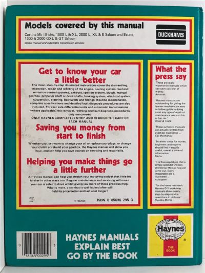 OWNERS WORKSHOP MANUAL: Ford Cortina III 1600 & 2000 OHC 1970 to 1976