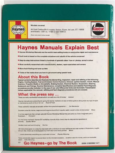 OWNERS WORKSHOP MANUAL: Ford Cortina Mk II 1966 to 1970 - 1300, 1500, 1600