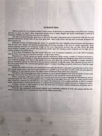 OWNERS WORKSHOP MANUAL: Ford Cortina Mk II 1966 to 1970 - 1300, 1500, 1600