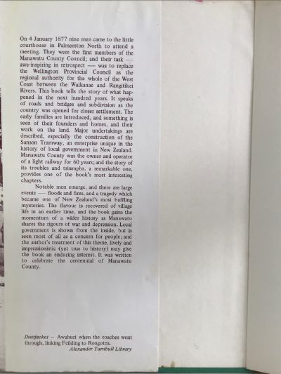 THE LINE OF THE ROAD: A History of Manawatu County 1876-1976