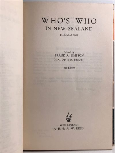 WHO'S WHO IN NEW ZEALAND: 6th edition