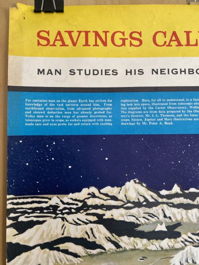 VINTAGE CALENDAR: Post Office Savings Bank 1960