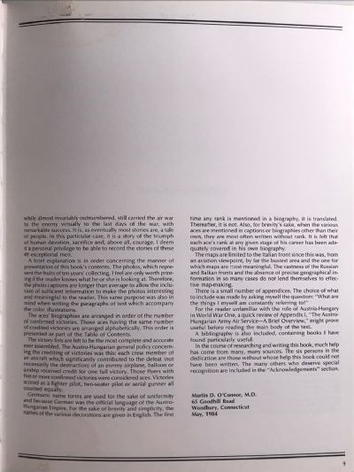 AIR ACES OF THE AUSTRO-HUNGARIAN EMPIRE 1914-1918