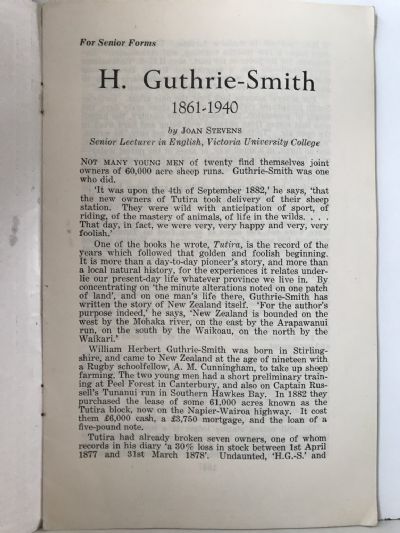 WRITING IN NEW ZEALAND: H. Guthrie-Smith 1861-1940