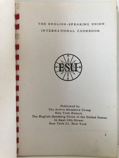 THE ENGLISH-SPEAKING UNION - INTERNATIONAL COOKBOOK