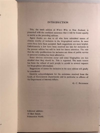 WHO'S WHO IN NEW ZEALAND: 10th edition 1971