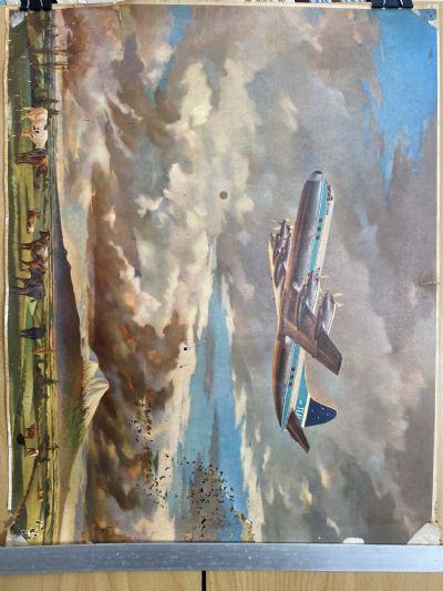 VINTAGE POSTER: TEAL Lockheed Electra ZK-TEA in flight