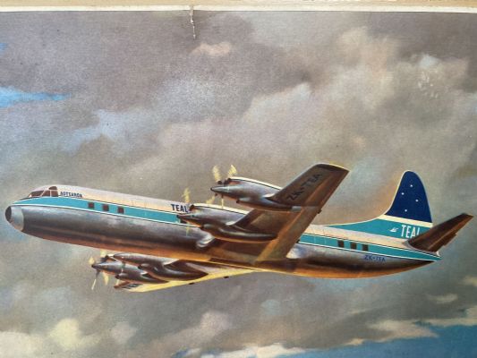 VINTAGE POSTER: TEAL Lockheed Electra ZK-TEA in flight