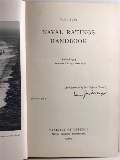 B.R. 1938 NAVAL RATINGS HANDBOOK 1965