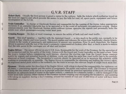 GLENBROOK VINTAGE RAILWAY: Guidebook